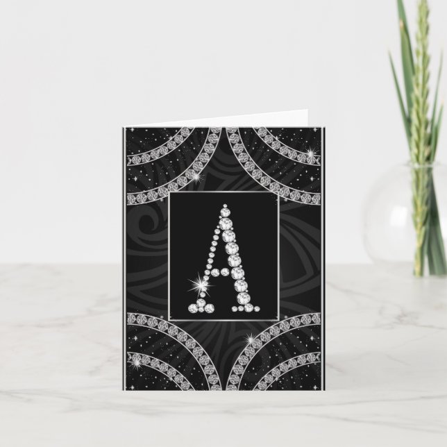 Draped In Diamonds - Initial A Note Card (Front)