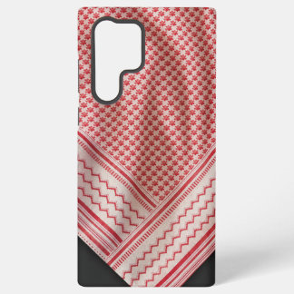 Draped Red and White Shemagh Keffiyeh, Black Samsung Galaxy S22 Ultra Case