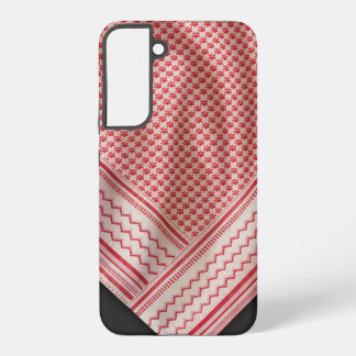 Draped Red and White Shemagh Keffiyeh, Black Samsung Galaxy S22+ Case