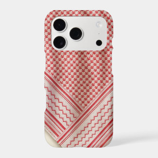 Draped Red and White Shemagh Keffiyeh, Cream iPhone 17 Pro Case