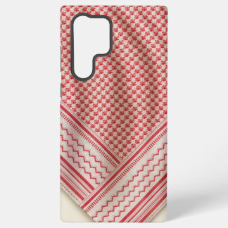 Draped Red and White Shemagh Keffiyeh, Cream Samsung Galaxy S22 Ultra Case