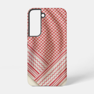Draped Red and White Shemagh Keffiyeh, Cream Samsung Galaxy S22 Case