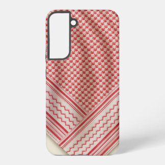 Draped Red and White Shemagh Keffiyeh, Cream Samsung Galaxy S22+ Case
