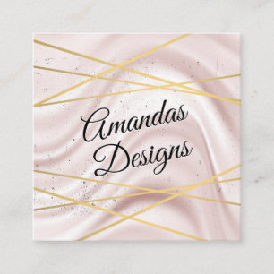 Drapery Fabric Background Gold Abstract Lines Square Business Card