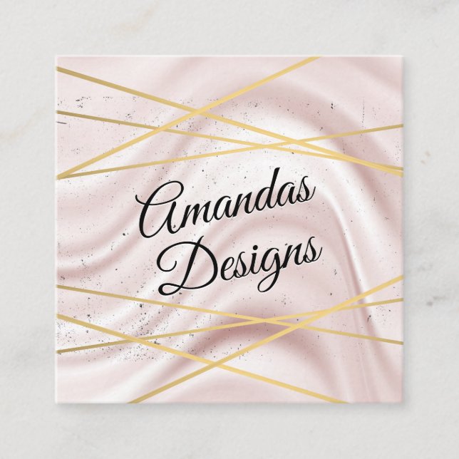 Drapery Fabric Background | Gold Abstract Lines Square Business Card (Front)