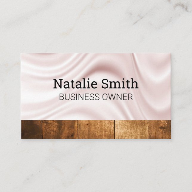 Drapery Fabric Silk | Wood Panel Business Card (Front)