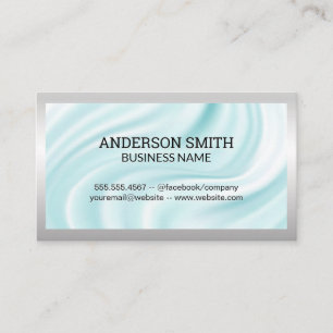 Drapery Silk Background Silver Border Business Card