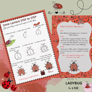 Draw a Ladybug Baby Shower Game   Digital & Print Invitation