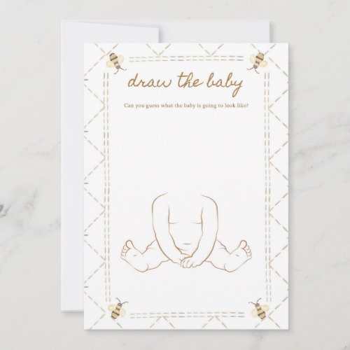 Draw Baby Honey Bee Baby Shower Game Cards