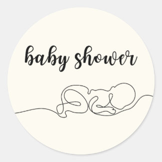 Draw Baby Minimalist Baby Shower Classic Round Sticker