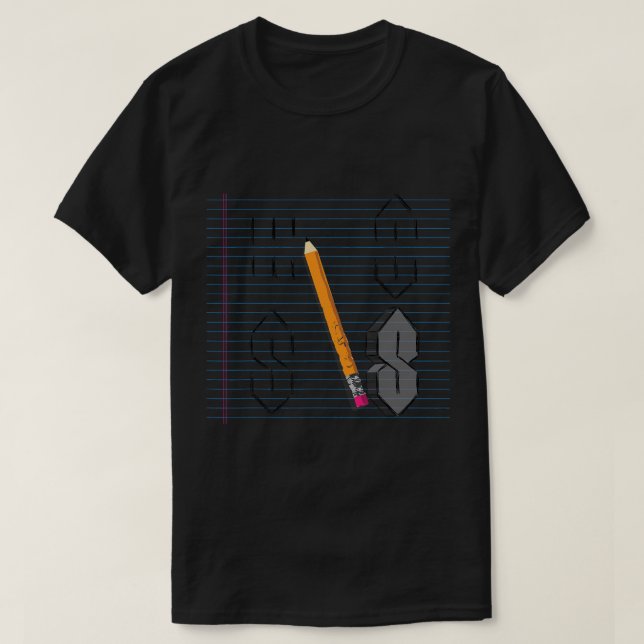 Draw Cool Pointy S or Super S 90s Kids School Penc T-Shirt (Design Front)
