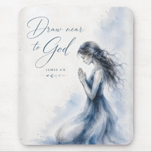 Draw Near to God James 4:8 Christian Watercolor Mouse Pad