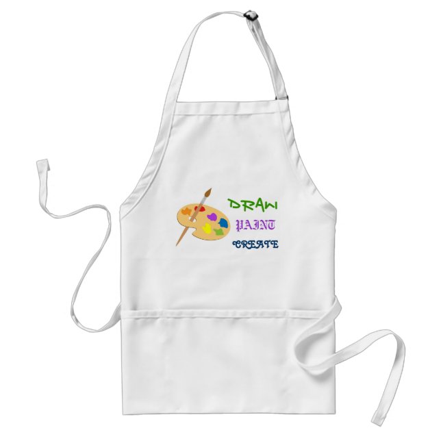 Draw, Paint, Create art apron with palette (Front)