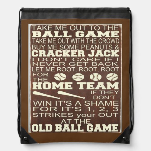 Draw String Back PackBaseball Drawstring Bag