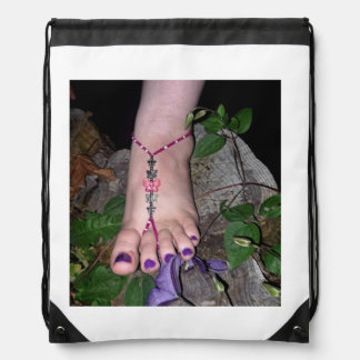 Draw string foot bag