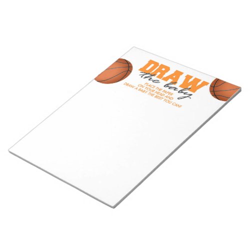 Draw the Baby Basketball Baby Shower Game Pack Notepad