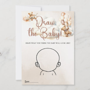 DRAW THE BABY GAME Baby Shower Game Cute Bear Invitation