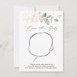 Draw the Baby Greenery Baby Shower Game Invitation