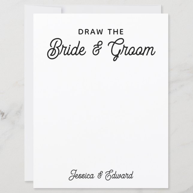 Draw the Bride and Groom Kids Wedding Black White (Front)
