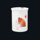 Draw Turkey Porcelain Pitcher<br><div class="desc">White & Orange bird</div>