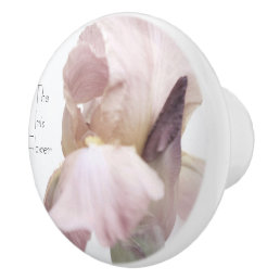 Drawer. Pull ceramic Iris Flower Pink/Purple