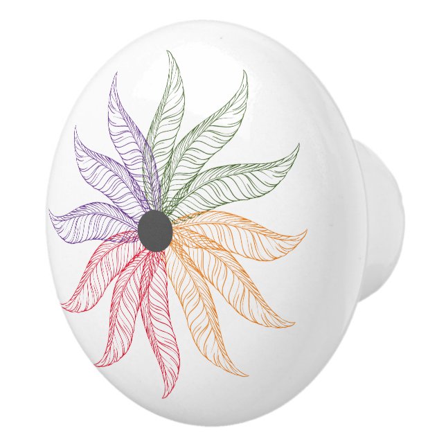 Drawer Pull - Colored Feathers (Right)