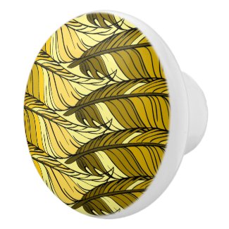 Drawer Pull - Tiled Yellow Feathers