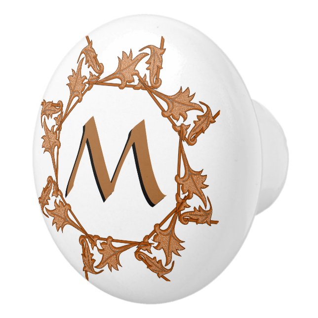 Drawer Pulls - Leafy Circle and Initial (Right)