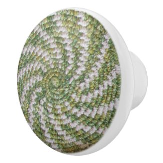 Drawer Pulls - White Spiral on Green