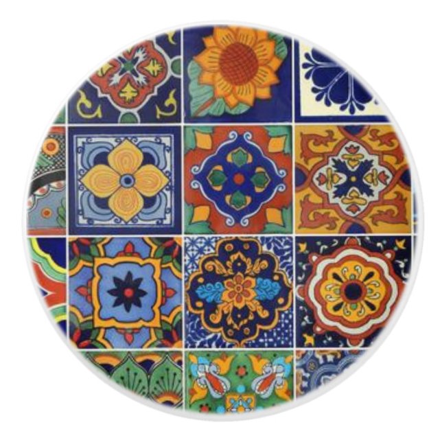 Drawer Talavera Tile Image Ceramic Knob Pull (Front)