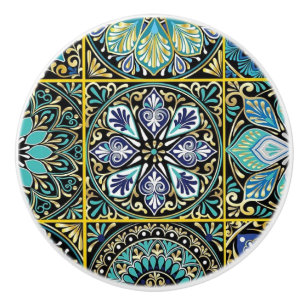 Drawer Talavera Tile Image Turquoise Blue Ceramic Knob