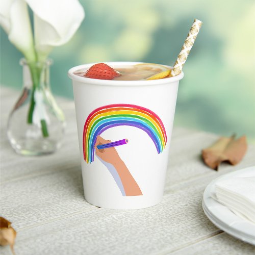 Drawing A Rainbow Paper Cups