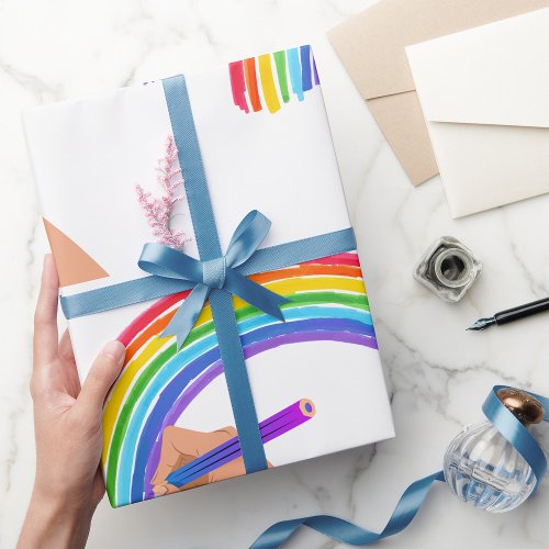 Drawing A Rainbow Wrapping Paper