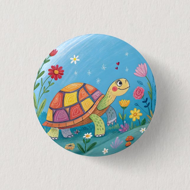 Drawing Baby Turtle Button (Front)