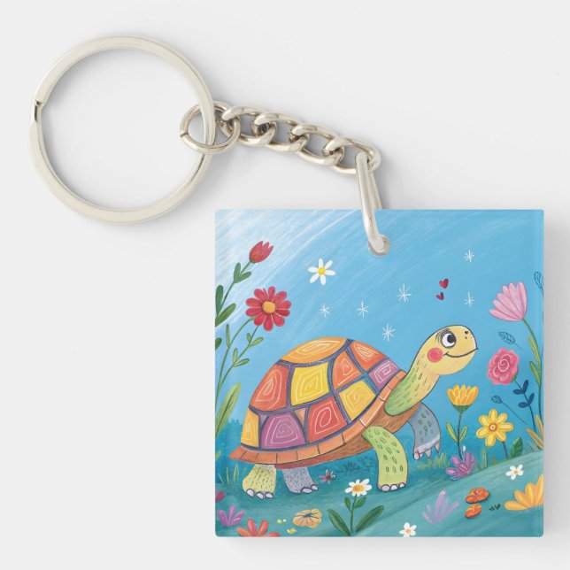 Drawing Baby Turtle Keychain (Front)