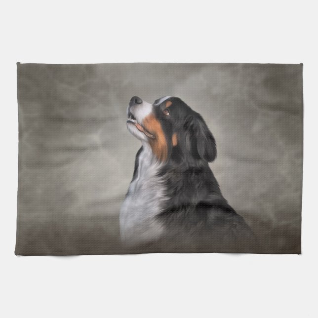 Drawing Bernese Mountain Dog Kitchen Towel (Horizontal)