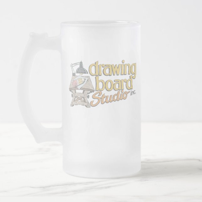 DRAWING BOARD STUDIO  FROSTED GLASS BEER MUG (Left)