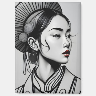drawing chinese girl magnet