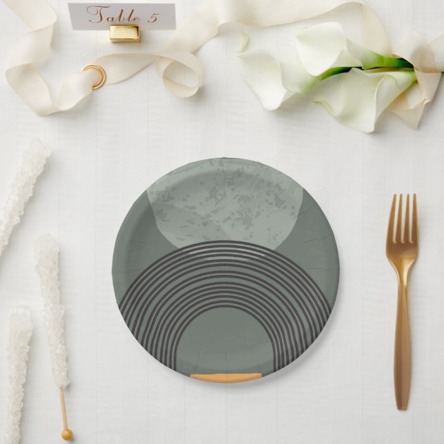 Drawing circles and lines in black, yellow , green paper plates (Wedding)