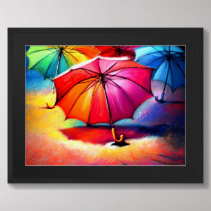 Drawing Colorful Open Umbrellas II Poster