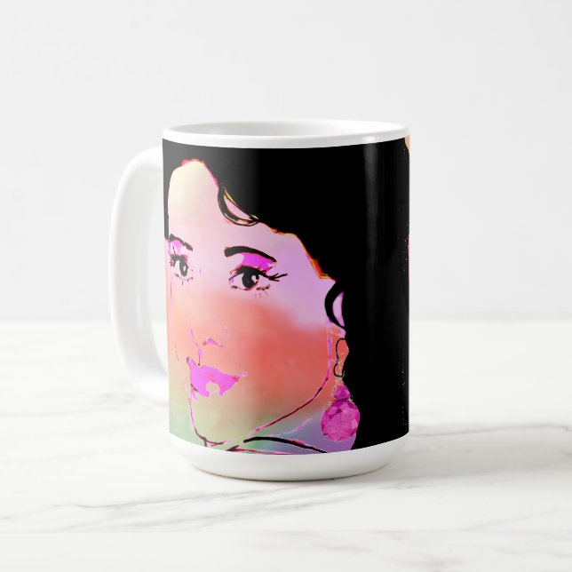 Drawing Colorful Woman Face Mug (Front Left)