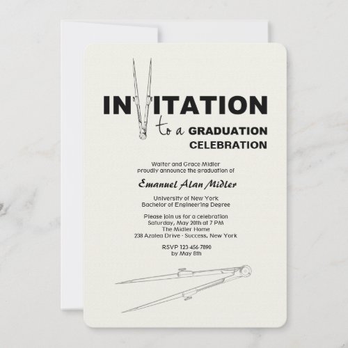 Drawing Compass Graduation Invitation