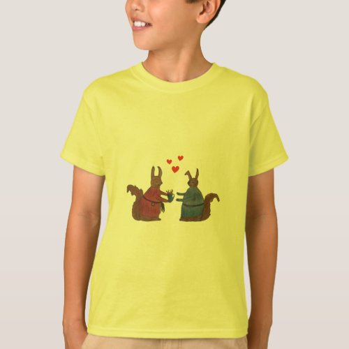 Drawing _ Cute Couple of squirrels  T_Shirt
