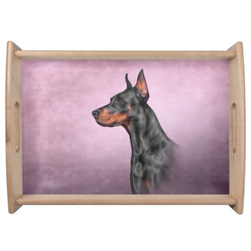 Drawing Doberman dog Serving Tray