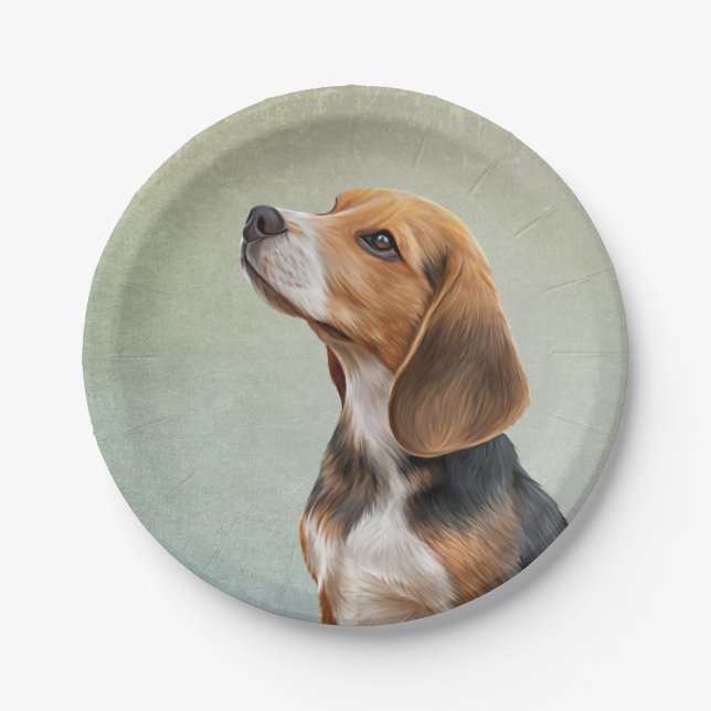 Drawing Dog Beagle 7 Paper Plates (Front)