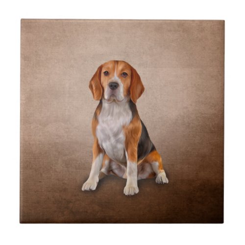 Drawing Dog Beagle Ceramic Tile