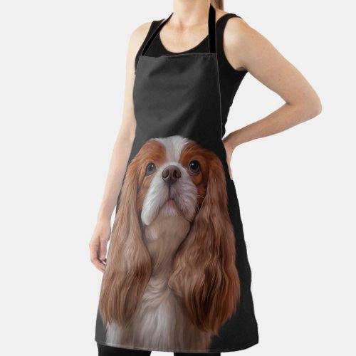 Drawing Dog Cavalier King Charles Spaniel Apron