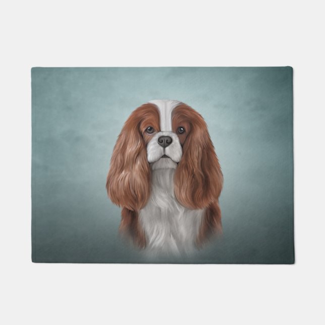 Drawing Dog Cavalier King Charles Spaniel Doormat (Front)