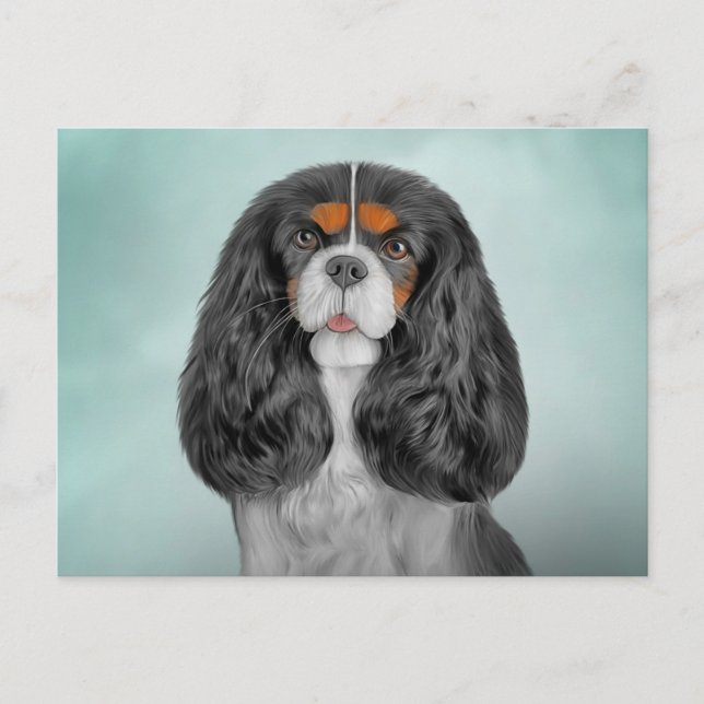 Drawing Dog Cavalier King Charles Spaniel Postcard (Front)