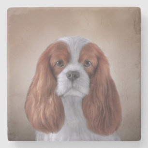 Drawing Dog Cavalier King Charles Spaniel Stone Coaster